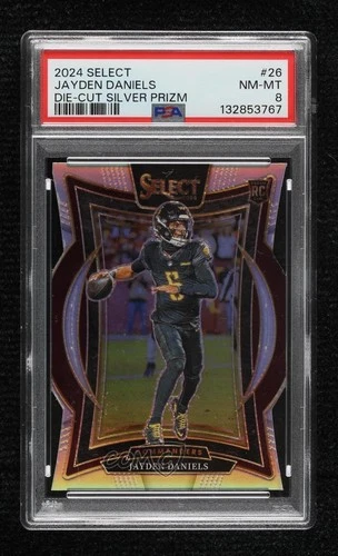 2024 Panini Select Concourse Silver Prizm Die-Cut Jayden Daniels PSA 8 Rookie RC