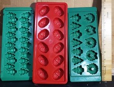 Christmas Lot of 8 Holiday Ice Cube trays  (6-Trees, 1-Santa Head,1-Wreath/Tree)