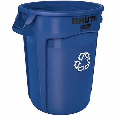 Rubbermaid Commercial Fg263273blue 32 Gal Round Recycling Bin, Open Top, Blue,