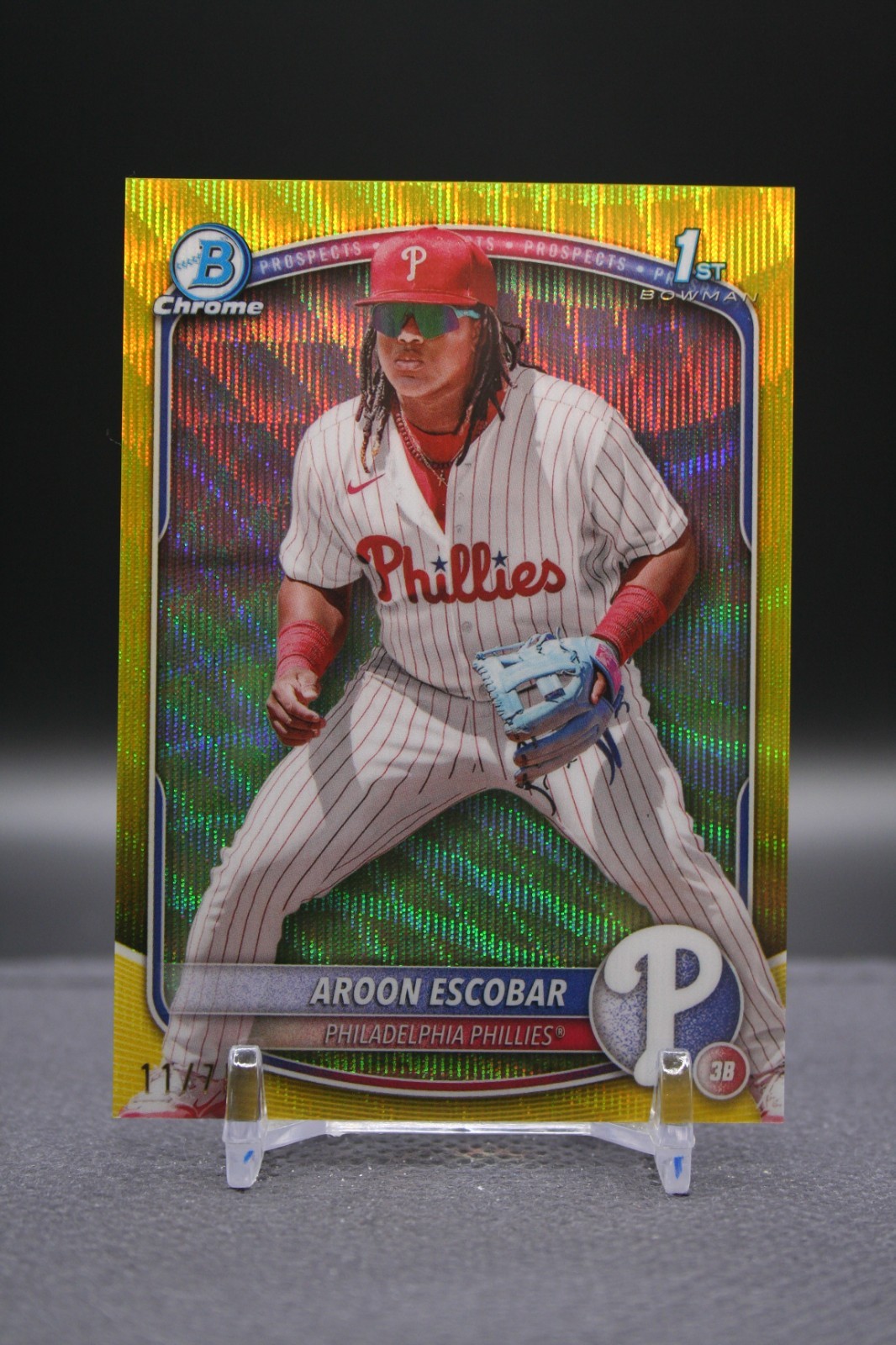 2025 Bowman Chrome | Aroon Escobar | 1st Bowman Yellow Wave Refractor /75