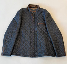 Giacca uomo designer Seta Pelle vera pelle nappa taglia 66 blu scuro marrone