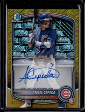ANGEL CEPEDA #/50 2025 BOWMAN CHROME ON CARD AUTO GOLD SHIMMER RC CUBS