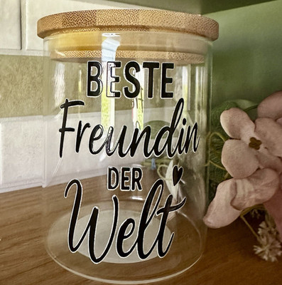 Vorratsglas mit Holzdeckel  Beste Freundin der Welt  Freundschaft Deko