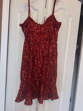 Windsor Sequin V-Neck Spaghetti Strap Mini Dress Medium Zip Polyester Formal
