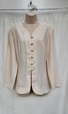 CREAM BLOUSE,LACE,WW2,30S,40S,50S,60S RETRO LOOK,80S ORIGINAL VINTAGE,SIZE 14