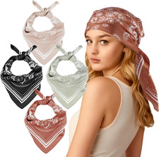 4 Pcs Head Scarf, 27.5 Square Satin Bandana, Silk Feeling Hair Scarf, Hair Scar