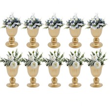 10-Pack Metal Trumpet Vases Wedding Centerpieces Gold/White