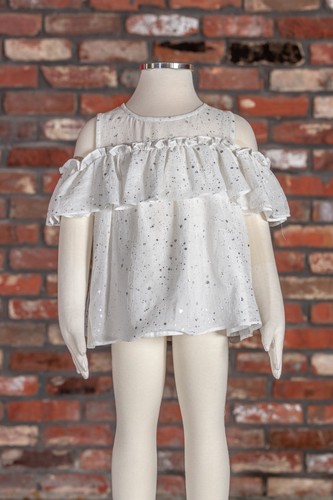 Girls Size 7 ML Kids White Sparkly Top Tank
