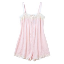 VTG 1920S Pink Silk Teddy Lace Embroidery Flapper Trousseau S / M