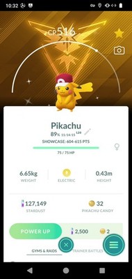 Pokemon Shiny Pikachu Wearing Red's Hat / Leaf's Hat - Kalos GO Tour Background