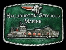 TB09172 *NOS* VINTAGE 1981 **HALLIBURTON SERVICES MARINE** OILFIELD BELT BUCKLE