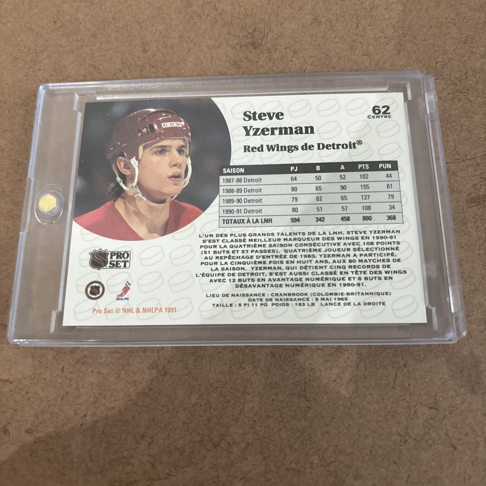 Juego profesional 1991-92 - Steve Yzerman #62 francés Foto 2 de 2