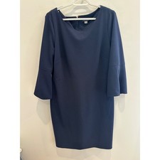 Tommy Hilfiger Navy Blue Bell Sleeve Sheath Dress Size 16 Office Career Wear