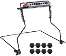 Eison Harmonica Holder 10 Holes Harmonica Holder ET10H Black Neck Hands Free wit