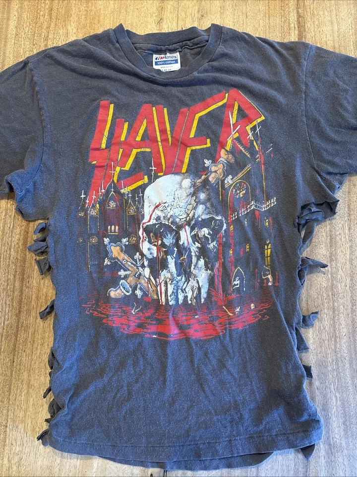 Vintage 1980’s Slayer World Sacrifice Tour 1988 Hanes Made In USA 100% Cotton - Image 4 of 4