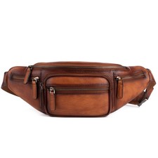 Genuine Leather Fanny Pack Waist Bag for Men Women Hip Bum Bag Travel Pouch S...