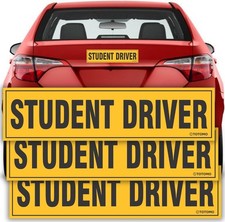 Student Driver Magnet for Car - Large 12"x3" Magnetic Reflective Vehicle Safety