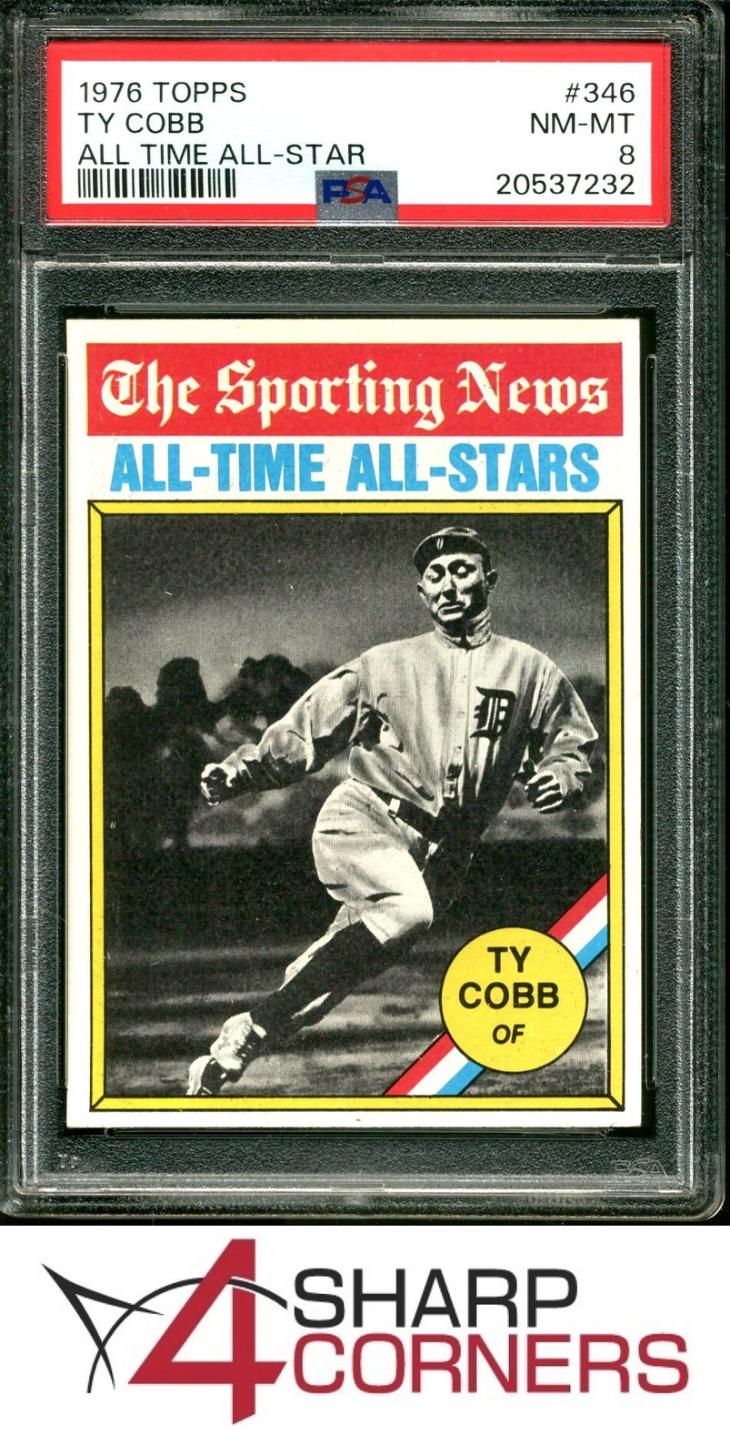 1976 TOPPS ALL TIME ALL-STAR #346 TY COBB TIGERS HOF PSA 8 view 1