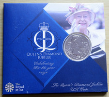 QEII Royal Mint UK 2012 Queen's Diamond Jubilee £5 UK Coin Pack