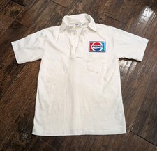 Vintage 70s Riverside Pepsi Cola Uniform Polo Shirt Workwear White Medium