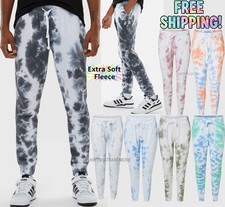 Mens Tie Dye Extra Soft Fleece Joggers With Pockets Tye Die Loungewear XS-2X NEW