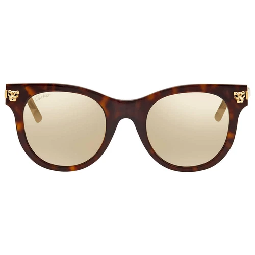 Cartier Gold Cat Eye Ladies Sunglasses CT0024S 002 50 CT0024S 002 50 - Picture 2 of 3