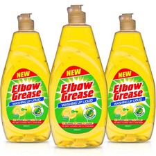 3x Elbow Grease Washing Up Liquid Lemon Fresh 600ml 5.49 per litre