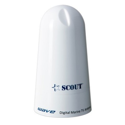 Scout Wave 4'' White TV Antenna Omnidirectional 25dB Gain w/10M, 75 ohms, Cable