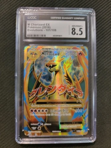 Pokemon Mega M Charizard EX 101/108 XY Evolutions Full Art Holo Graded CGC 8.5