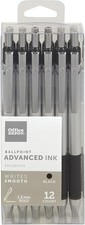 Retractable Ballpoint Pens Bold Point Black Ink Silver Barrel