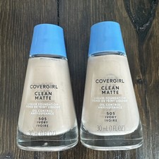 2 Pack CoverGirl Clean Matte Liquid Foundation, 505 Ivory 1 fl oz Each