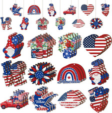 36 Pcs 4th of July Ornaments for Tree Patriotic Wood Independence Day Ornaments