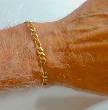 10K Yellow Gold Figaro Bracelet 5.8grams 7 1/2" long Lobster Clasp  230 