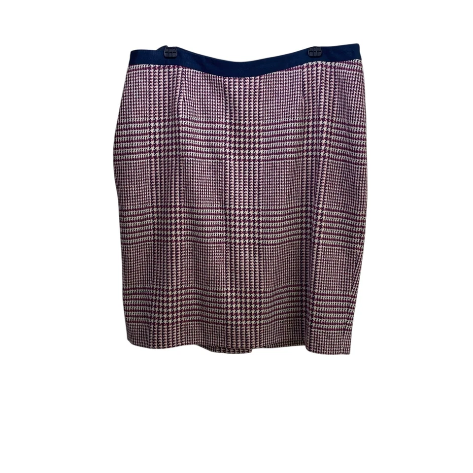 Boden British Herringbone 100% Wool Red Black Straight Skirt 14 Preppy Academia - Image 2 of 4