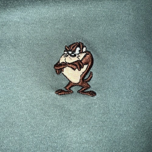 Vintage 90s Looney Tunes Taz Golf Green Polo Long Sleeve Shirt Mens XXL 2XL - Picture 6 of 9