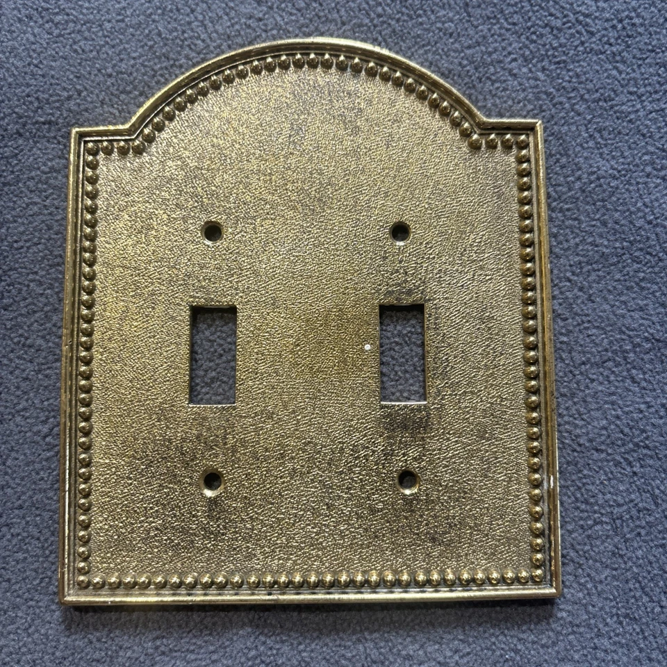 Juego de 6 cubiertas de placa de interruptor de latón macizo italiano vintage - (1) doble (5) individual Foto 2 de 4