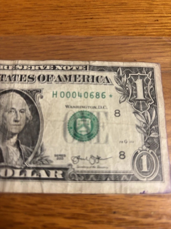 H00040686* Low Serial Number $1 Star Note Series 2013 5 Digit Fed US Currency PA - Image 3 of 4