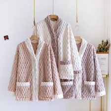 New Womens Bed Jacket Supersoft Fleece Buttonup Pyjama Top Nightwear Lounge Wear