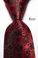 New Classic Floral Red Black JACQUARD WOVEN 100 Silk Men's Tie Necktie