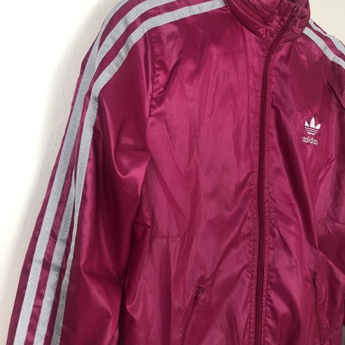 Adidas 3 stripe Trefoil Womens Size S Track suit Jacket Pink and silver w/ hood - Picture 3 of 7
