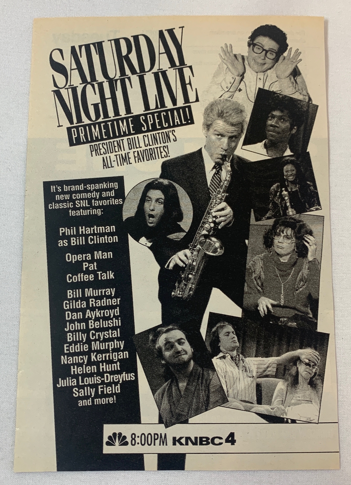 1994 NBC tv ad ~ SATURDAY NIGHT LIVE PRIMETIME LIVE Bill Clinton's favorites