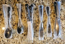 24-Piece Black Stainless Steel Silverware Set Flatware Cutlery, Kitchen NEW
