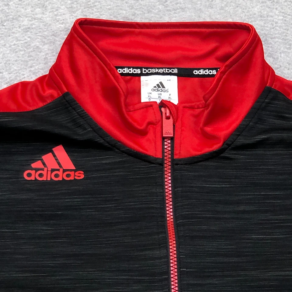 Pulôver Adidas masculino extra grande preto vermelho basquete quarto de zíper Crazyghost - Imagem 2 de 4