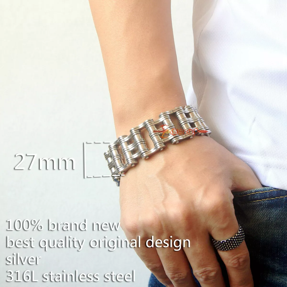 Silver motorcycle outlet chain bracelet