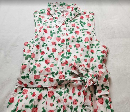 New 0 J Crew Factory strawberry print collared midi dress - Picture 4 of 10
