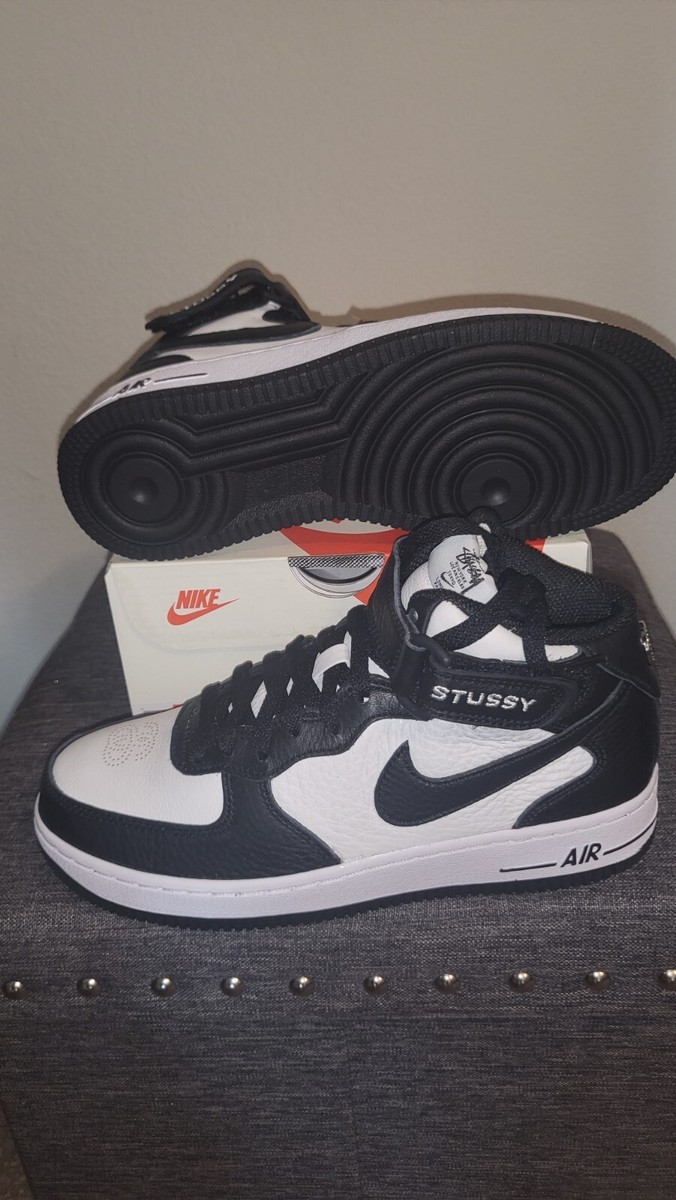 Stussy x Nike Air Force 1 Mid (Black & Light Bone) Size 5.5 M / 7W
