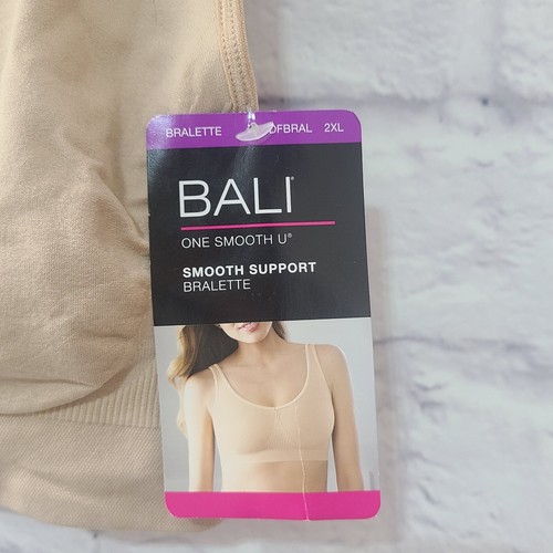 Bali Smooth Support Bralette Bra Women's 2XL Nude Stretch Wireless Nylon New - Picture 3 of 6