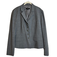Talbots Womens Wool Blend Blazer Size 16 Light Gray Short Lined Pocket Flaps