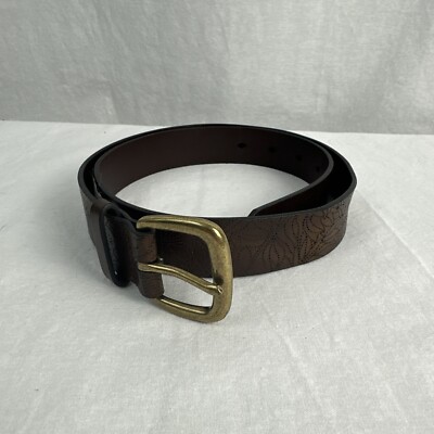 Women's Belt Small Brown Cognac Gold Buckle Casual Jeans Dress Belt Ladies 30-37