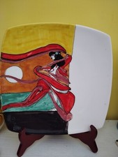 Piatto Ceramica Decorato A Mano La Dea Del Vento